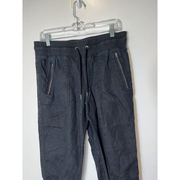 ATHLETA Cabo Linen Black Joggers Pants Size 8 Black Womens - Picture 3 of 10